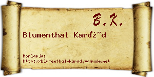 Blumenthal Karád névjegykártya